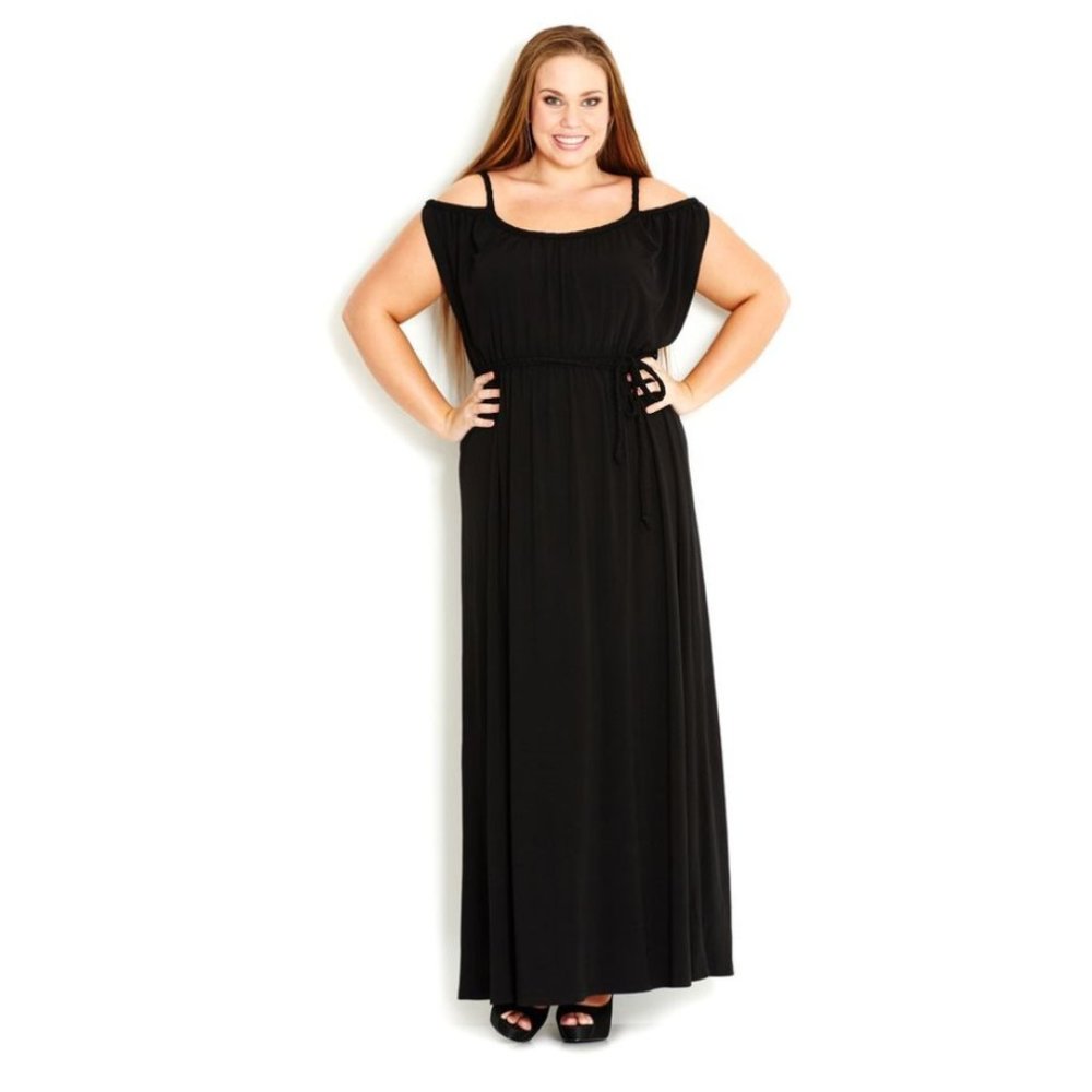 City Chic - Black Off-Shoulder Maxi Dress